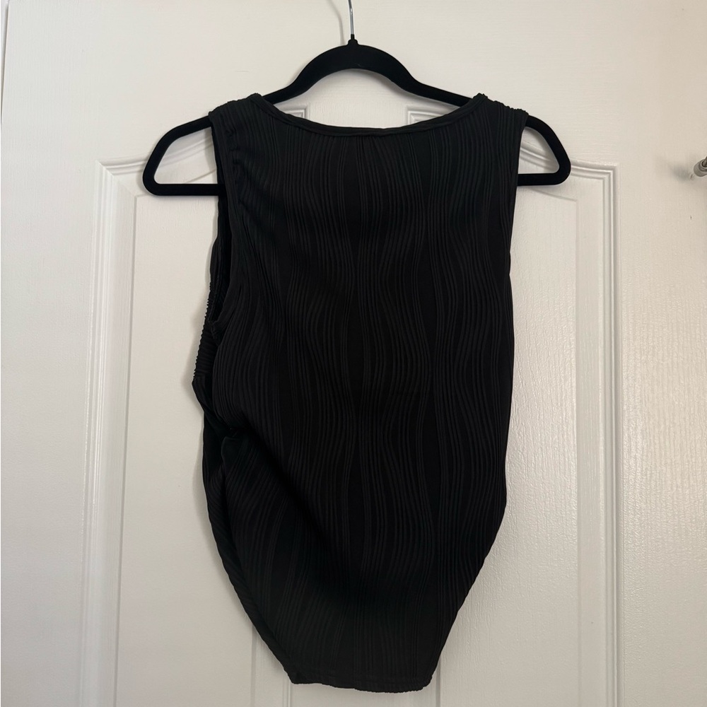 Black Textured Sleeveless Top